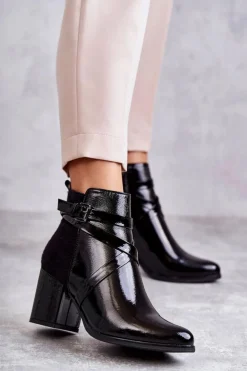 Best Boto Modne Lakierowane Botki La.Fi 260037B-LA Czarne