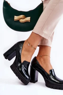 Boto Czółenka Na Platformie|Czółenka Na Słupku*Modne Lakierowane Czółenka Na Masywnej Platformie Zielone Margott