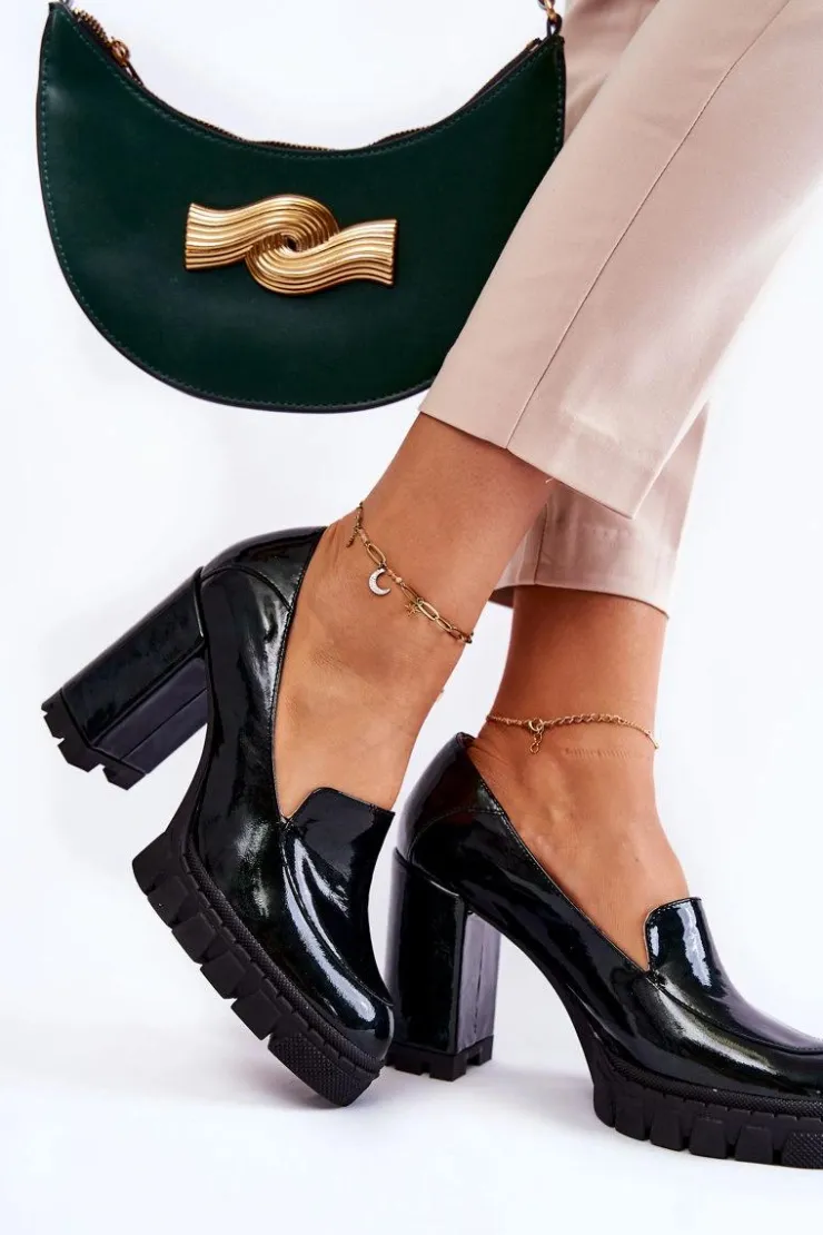 Boto Czółenka Na Platformie|Czółenka Na Słupku*Modne Lakierowane Czółenka Na Masywnej Platformie Zielone Margott