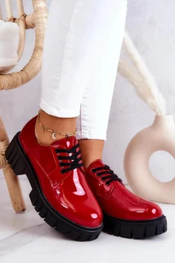 Boto Półbuty Lakierowane*Modne Lakierowane Półbuty La.Fi 210013R-LA Czerwone