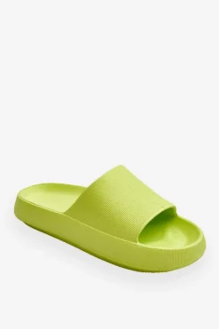 New Boto Modne Lekkie Klapki Na Masywnej Podeszwie Limonkowe Rebel