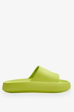 New Boto Modne Lekkie Klapki Na Masywnej Podeszwie Limonkowe Rebel