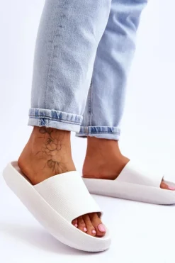 Boto Klapki Basenowe*Modne Lekkie Klapki Na Masywnej Podeszwie Białe Rebel