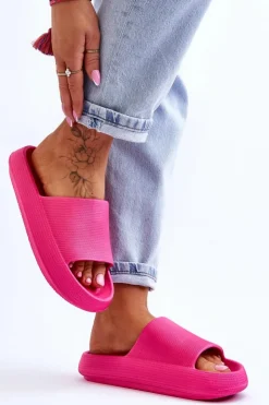 Damskie Boto Modne Lekkie Klapki Na Masywnej Podeszwie Fuksja Rebel