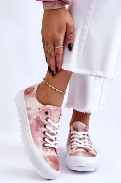 Best Big Star Shoes Modne Niskie Trampki Big Star LL274044 Różowo-Beżowe