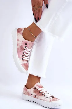 Best Big Star Shoes Modne Niskie Trampki Big Star LL274044 Różowo-Beżowe