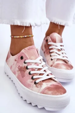 Best Big Star Shoes Modne Niskie Trampki Big Star LL274044 Różowo-Beżowe