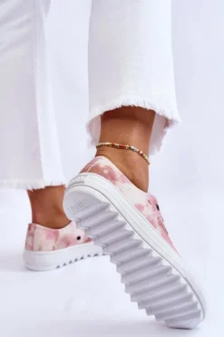 Best Big Star Shoes Modne Niskie Trampki Big Star LL274044 Różowo-Beżowe