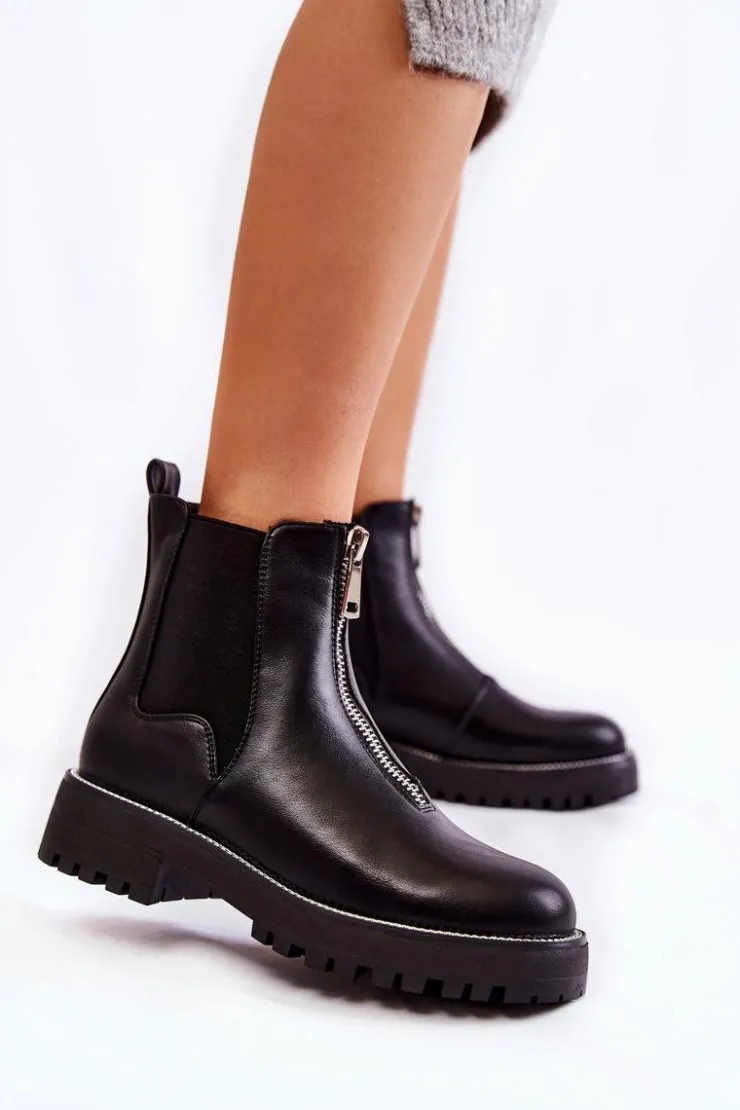 Sale Boto Modne Ocieplane Botki Sztyblety Czarne Madeleine
