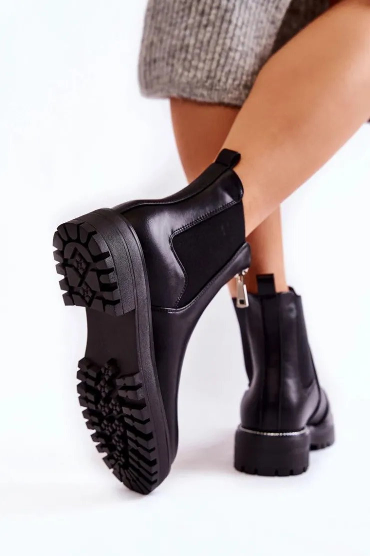 Sale Boto Modne Ocieplane Botki Sztyblety Czarne Madeleine