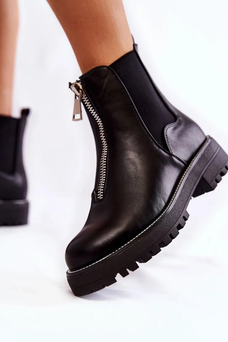 Sale Boto Modne Ocieplane Botki Sztyblety Czarne Madeleine