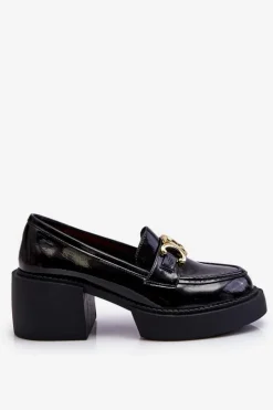 Damskie Damskie buty S.Barski Modne Półbuty Czółenka Na Masywnym Obcasie Czarne Imani