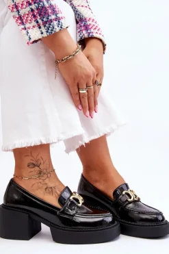 Damskie Damskie buty S.Barski Modne Półbuty Czółenka Na Masywnym Obcasie Czarne Imani