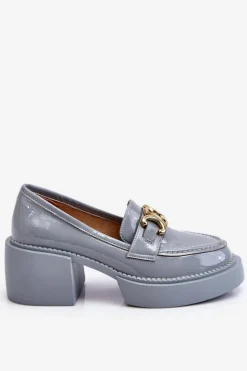 Outlet Damskie buty S.Barski Modne Półbuty Czółenka Na Masywnym Obcasie Jasnoniebieskie Imani