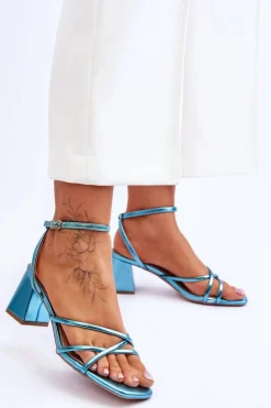 Boto Sandały Na Obcasie*Modne Sandałki Na Obcasie Niebieskie Felisa