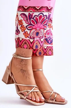 Boto Sandały Na Obcasie*Modne Sandałki Na Obcasie Różowe Złoto Felisa