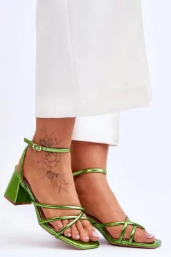 Boto Sandały Na Obcasie*Modne Sandałki Na Obcasie Zielone Felisa