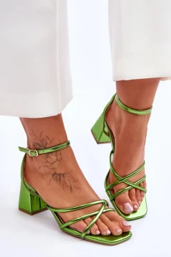 Boto Sandały Na Obcasie*Modne Sandałki Na Obcasie Zielone Felisa