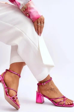 Boto Sandały Na Obcasie*Modne Sandałki Na Obcasie Fuksja Felisa