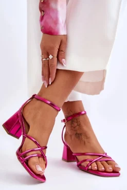 Boto Sandały Na Obcasie*Modne Sandałki Na Obcasie Fuksja Felisa