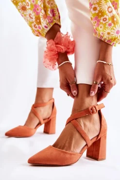 Best Boto Modne Sandałki Na Słupku Pomarańczowe Sinari