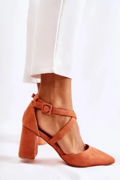 Best Boto Modne Sandałki Na Słupku Pomarańczowe Sinari