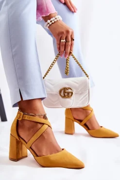 Boto Sandały Na Obcasie*Modne Sandałki Na Słupku Żółte Sinari