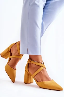 Boto Sandały Na Obcasie*Modne Sandałki Na Słupku Żółte Sinari