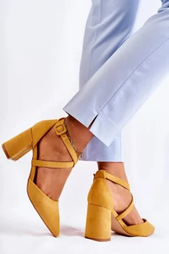 Boto Sandały Na Obcasie*Modne Sandałki Na Słupku Żółte Sinari