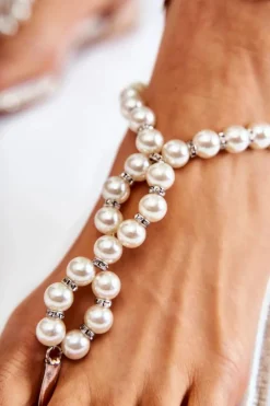 Hot Boto Modne Sandały Japonki Z Perłami Różowe Złoto Isalia