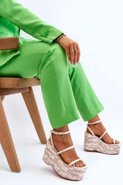 Boto Sandały Na Koturnie*Modne Sandały Na Koturnie We Wzory Beżowe Claria