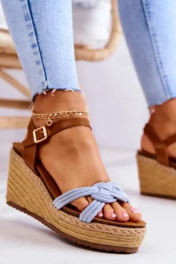 Discount Boto Modne Sandały Na Koturnie Niebieskie Roseville