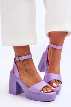 Damskie Boto Modne Sandały Na Masywnym Obcasie Fioletowe Karmine