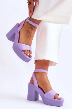 Damskie Boto Modne Sandały Na Masywnym Obcasie Fioletowe Karmine