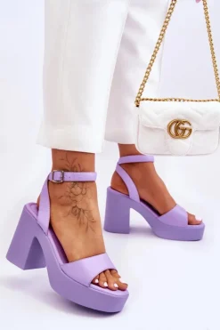 Damskie Boto Modne Sandały Na Masywnym Obcasie Fioletowe Karmine