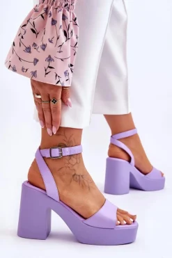 Damskie Boto Modne Sandały Na Masywnym Obcasie Fioletowe Karmine