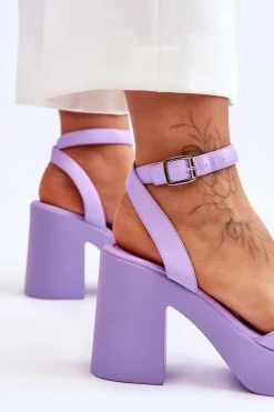 Damskie Boto Modne Sandały Na Masywnym Obcasie Fioletowe Karmine