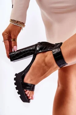 Boto Modne Sandały Na Masywnym Słupku Czarne Elisen