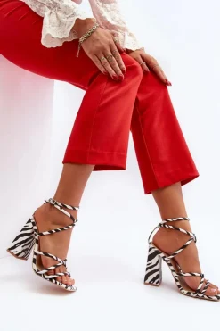 Damskie Boto Modne Sandały Na Obcasie Biało-Czarne Josette