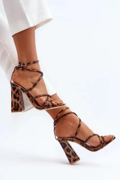Hot Boto Modne Sandały Na Obcasie Brązowe Josette