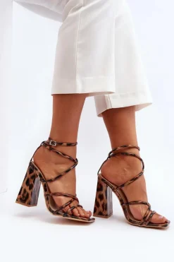 Hot Boto Modne Sandały Na Obcasie Brązowe Josette