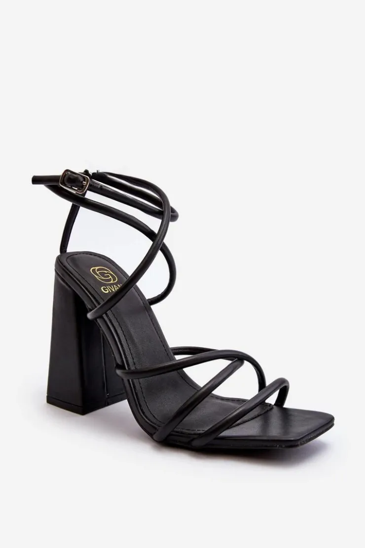 New Boto Modne Sandały Na Obcasie Czarne Josette Czarny