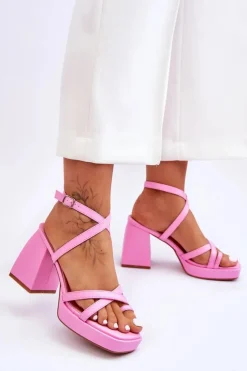 Damskie Boto Modne Sandały Na Obcasie I Platformie Jasnoróżowe Secret Rose