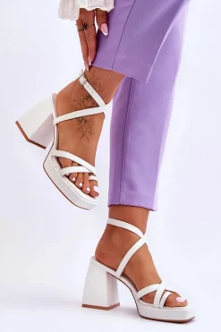 Damskie Boto Modne Sandały Na Obcasie I Platformie Białe Secret Rose