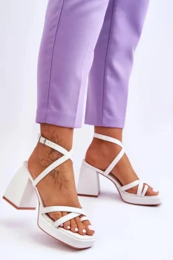 Damskie Boto Modne Sandały Na Obcasie I Platformie Białe Secret Rose