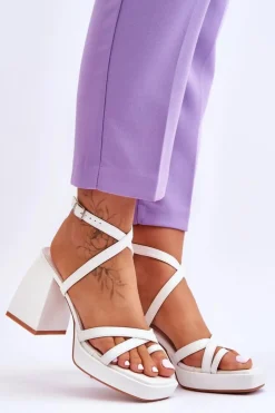 Damskie Boto Modne Sandały Na Obcasie I Platformie Białe Secret Rose