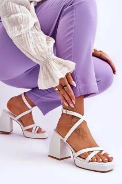 Damskie Boto Modne Sandały Na Obcasie I Platformie Białe Secret Rose