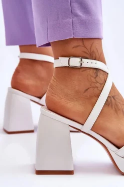 Damskie Boto Modne Sandały Na Obcasie I Platformie Białe Secret Rose