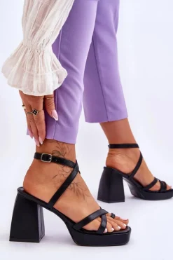 Damskie Boto Modne Sandały Na Obcasie I Platformie Czarne Secret Rose