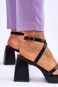 Damskie Boto Modne Sandały Na Obcasie I Platformie Czarne Secret Rose